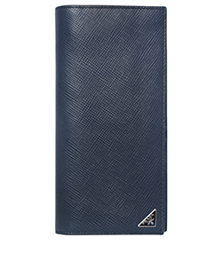 Prada Logo Flap Wallet, Saffiano, Blue, 224, 3